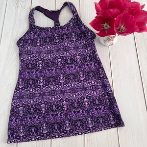 Athleta Purple Patterned Workout Tank Top